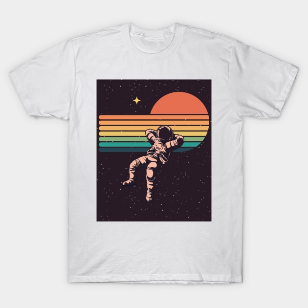 Retro Space Astronaut T-Shirt by YT-Penguin